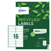 Avery Laser Recycled Address Label 99.1x33.9mm 16 Per A4 Sheet White (Pack 240 Labels) LR7162-15
